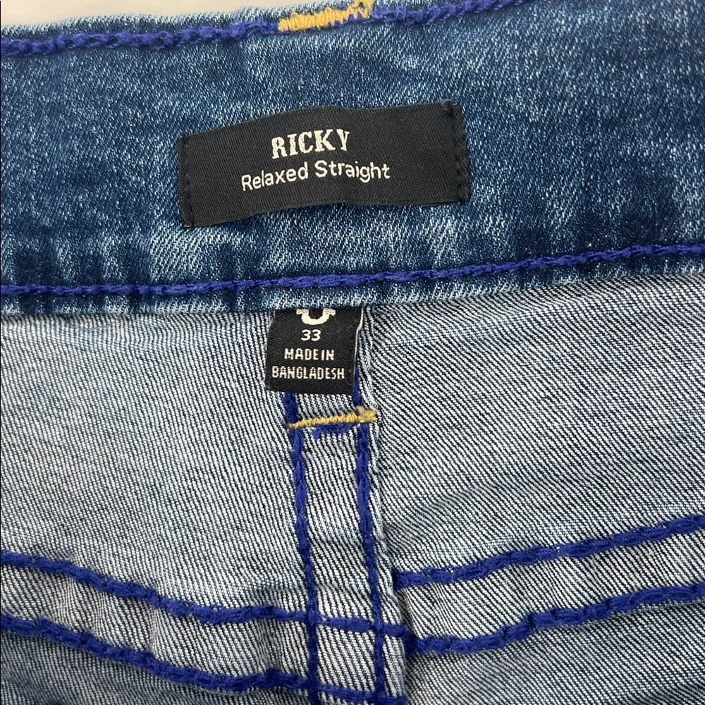 True‎ Religion Ricky Relaxed straight Denim men’s Jeans y2k bold stitch 90s 33
